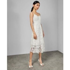 TED BAKER Valens Lace Midi Dress (White)